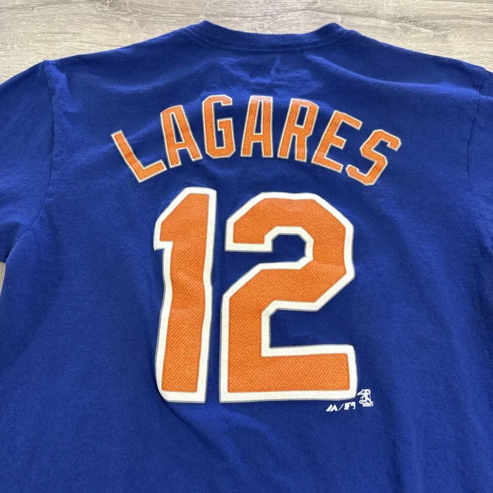 Juan Lagares Shirt New York Mets Baseball Majestic Men’s Blue Tee M